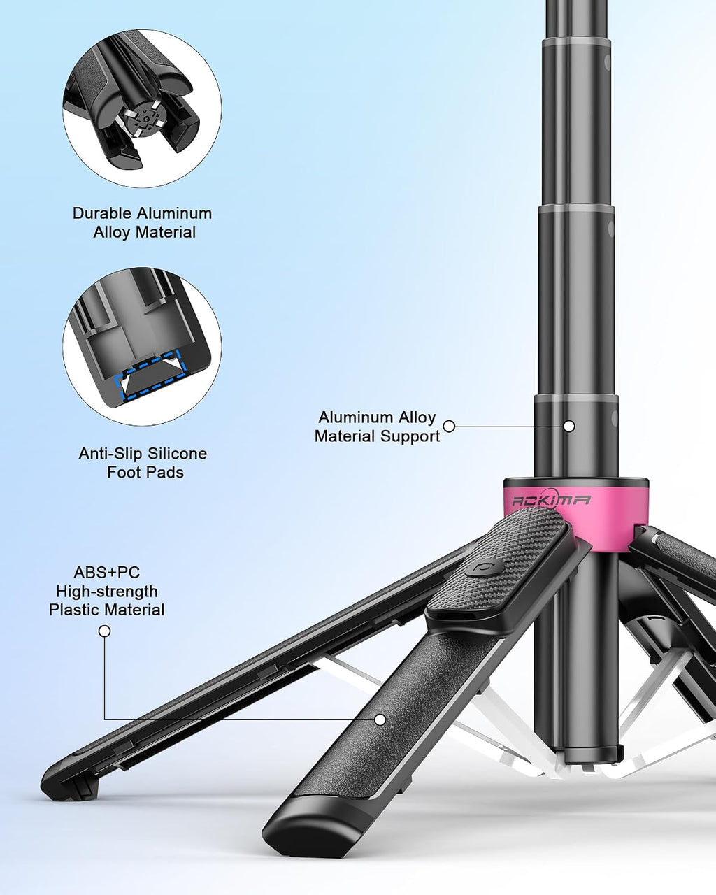 37" Magnetic Phone Tripod, 4-Leg Base with Wireless Remote | 360° Rotation, 3-in-1 Design, Wireless Remote and