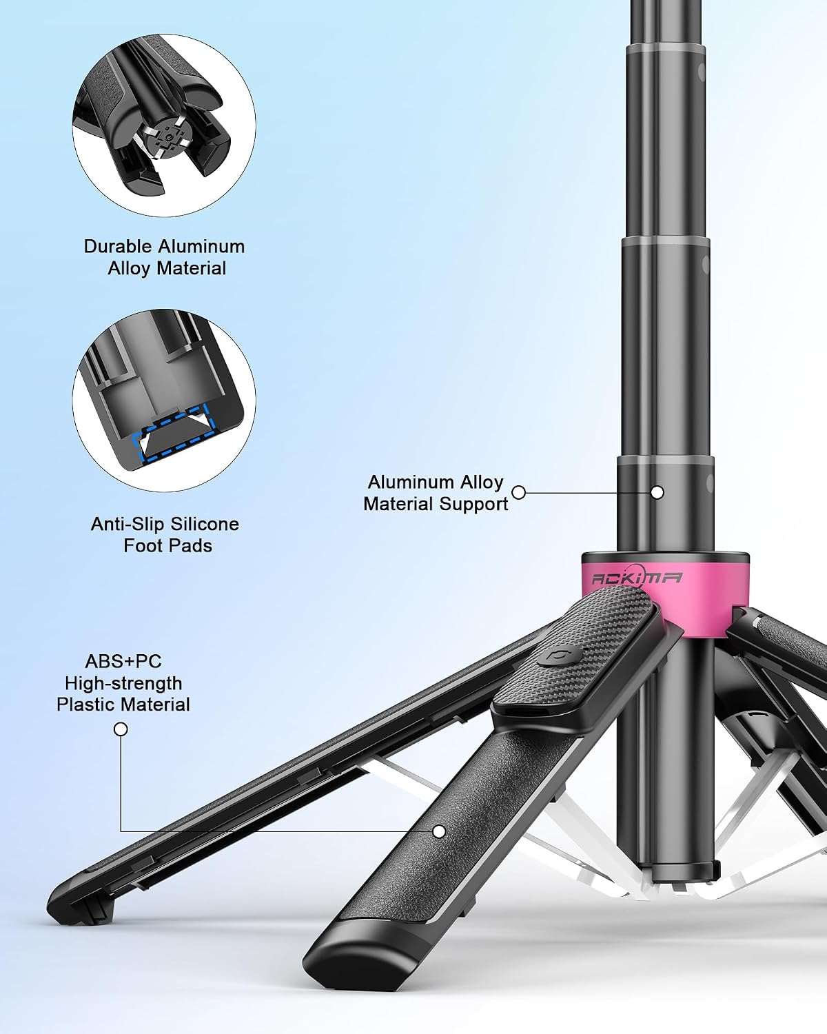 37" Magnetic Phone Tripod, 4-Leg Base with Wireless Remote | 360° Rotation, 3-in-1 Design, Wireless Remote and