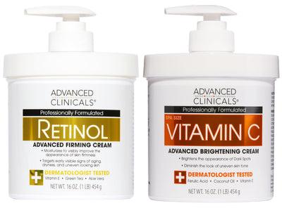 Retinol Body Lotion + Brightening Vitamin C Lotion 2pc Skincare Set For Women & Men | Body Cream & Face Moisturizer