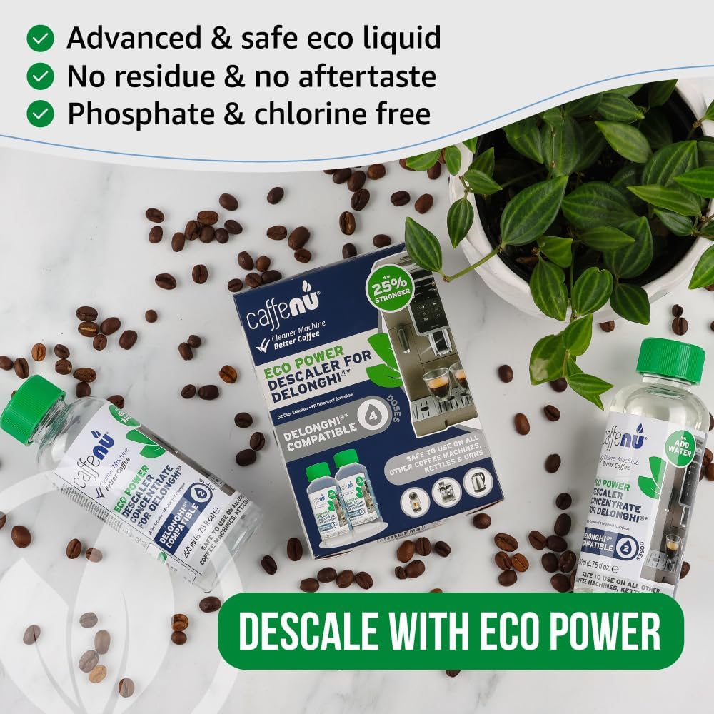 Caffenu DeLonghi Compatible Descaling Solution, 4-Use Coffee Maker Descaler