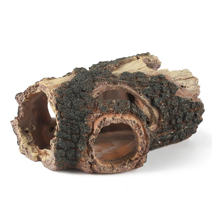 Aquarium Wood Fish Tank Decorations，Resin Fake Logs Terrarium DÉCor, Reptile Hide Aquarium Hideout for Fish Cave