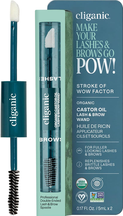 Organic Castor Oil Eyelash Serum – Refillable Wand, 100% Pure, Unrefined, Cold-Pressed Oil for Fuller-Looking Lashes