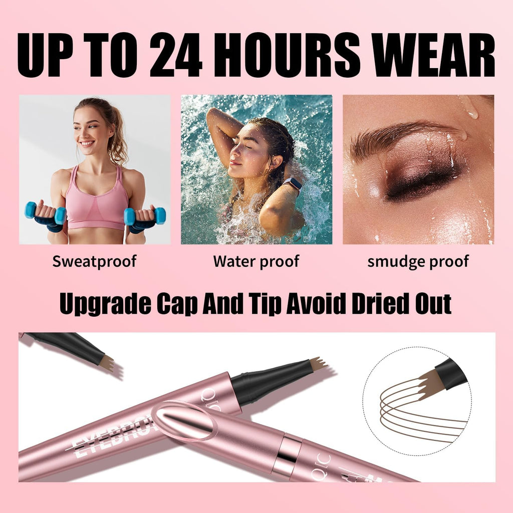 4-Tip Microblading Eyebrow Pen, Light Brown Eyebrow Pencil, Waterproof