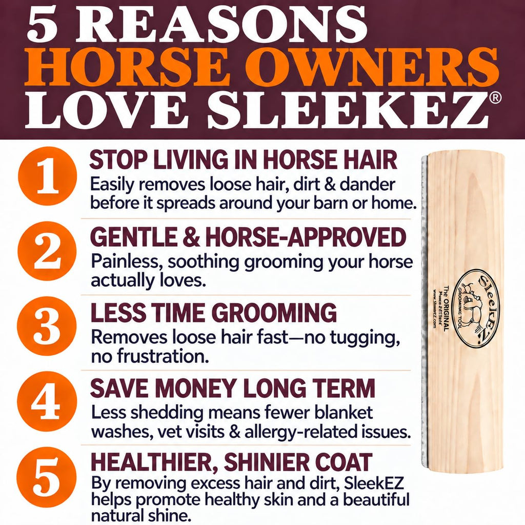 10 Inch Horse Brush – Patented Horse Shedding Blade Made in USA - Removes Loose Hair & Undercoat - Deshedding Tool