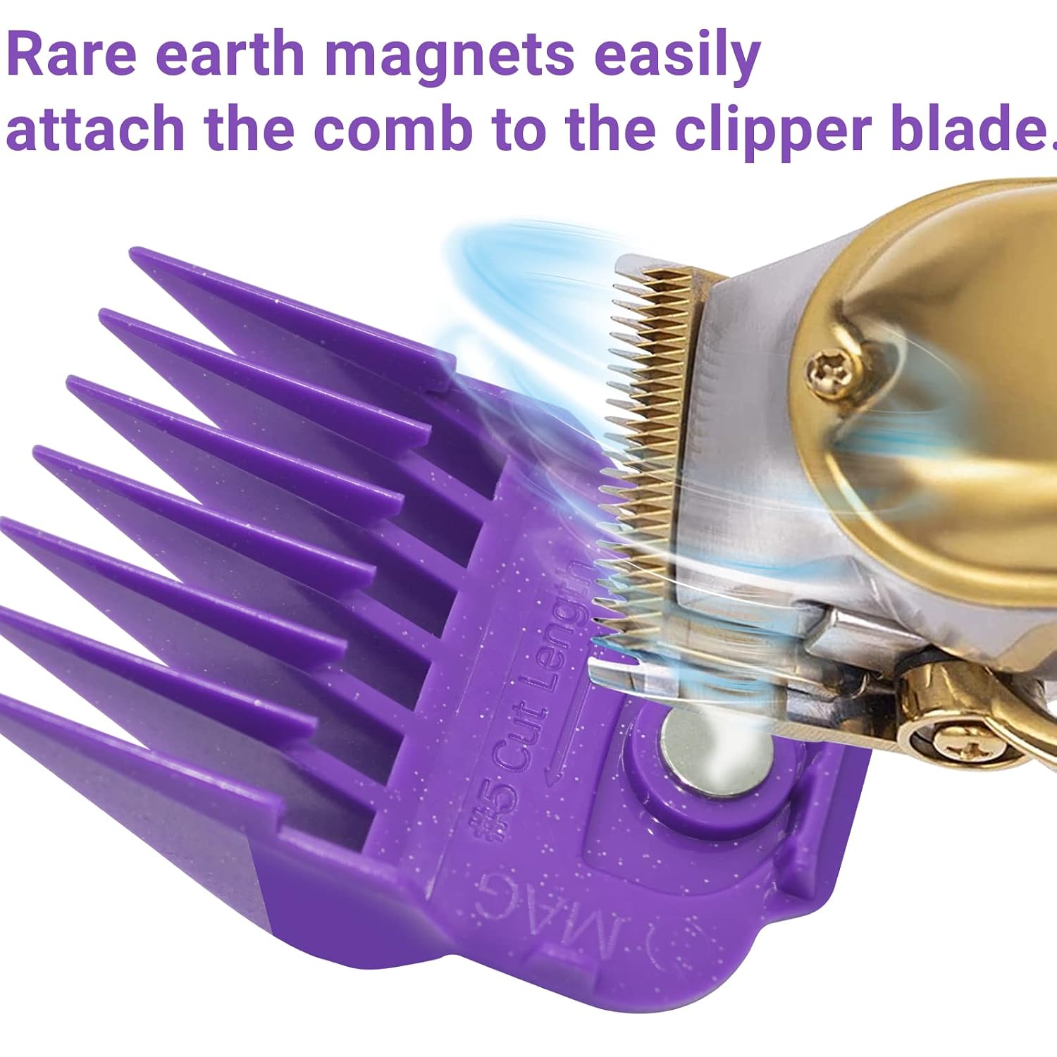 Magnetic Clipper Guards Guide Comb Set for Andis Master (1/16-1 Inch) 10pcs | (Purple), Rare Earth Magnet & First