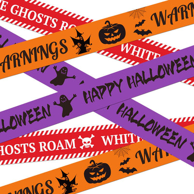 Halloween Caution Tape Decorations 3"x90ft Reusable Glue Free Warning Tape