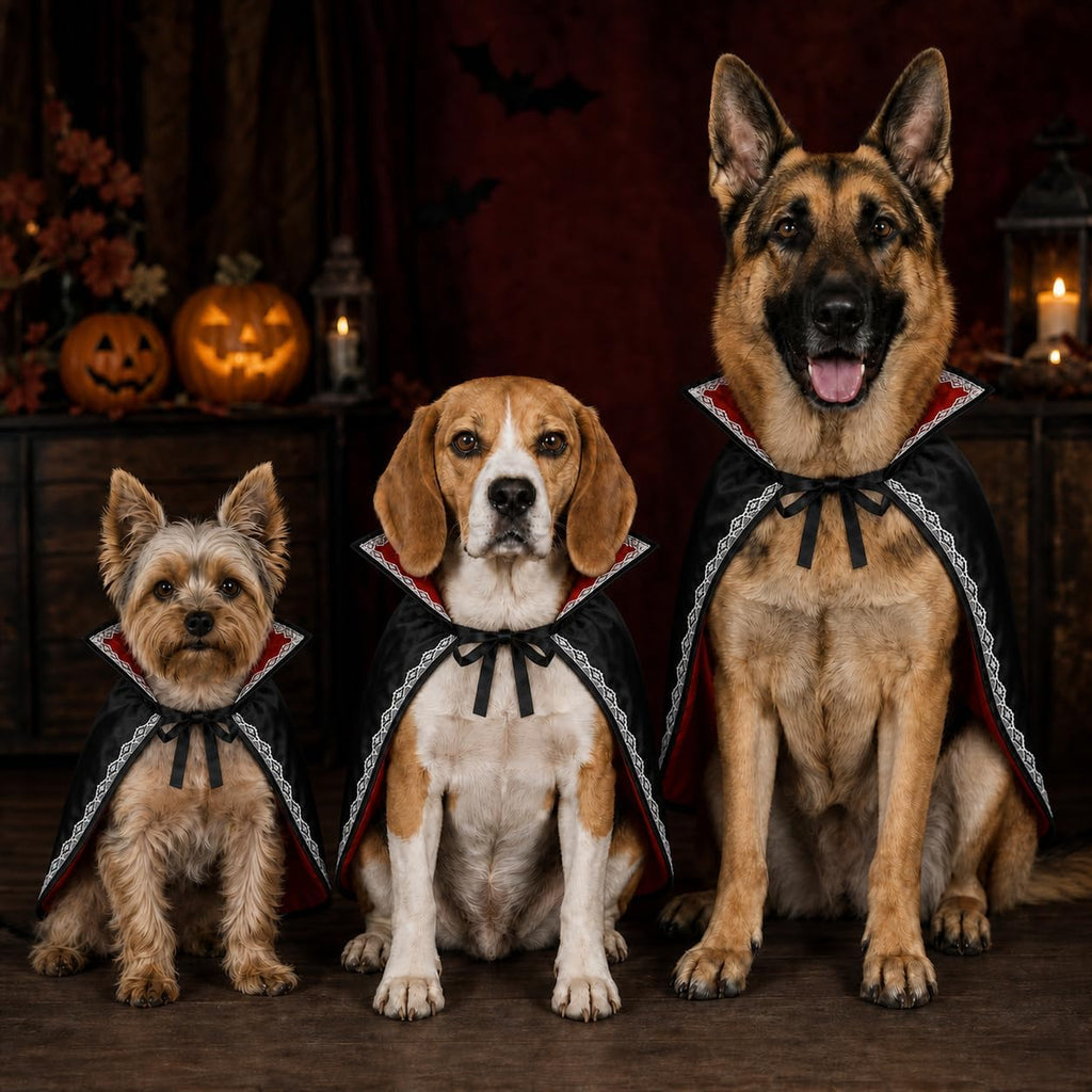 Halloween Dog Vampire Costume, Dog Halloween Costumes for Large Dogs, Dracula Dog Costume with Stand-Up Collar, Red