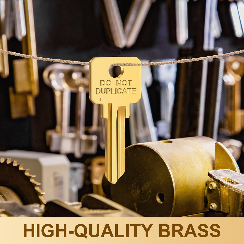 Pack of 50 Brass Key Blanks Uncut Blank Keys, Gold, Kw1 | Copper Do Not Duplicate Keys, Dnd House Key Blanks, for