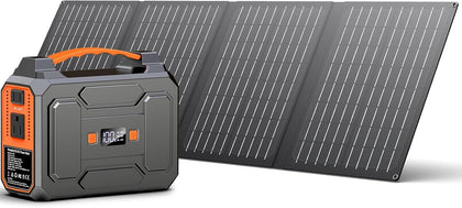 Solar Powered Generator 200W Peak/100W Rated, Portable Solar Generator Power Station with Solar Panels 40W Included