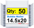 14.5x20 Inches White Color Polybubble Bag, 50-Pack Size #7 Self Seal Poly Bubble Mailers Padded Packing Envelopes