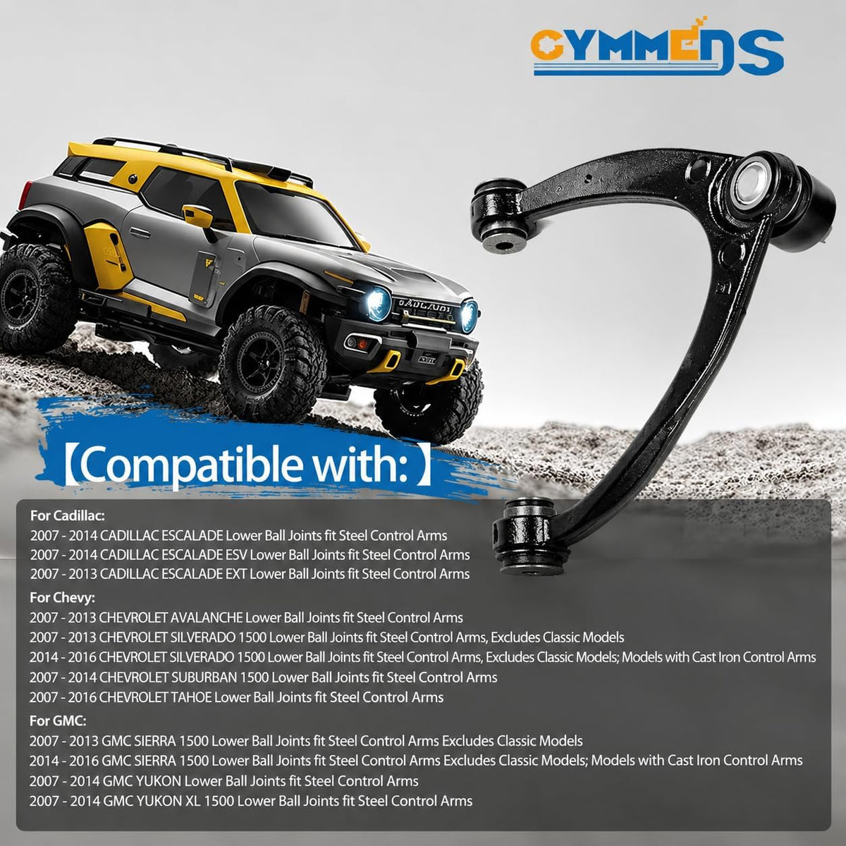 Front Upper Control Arms + Lower Ball Joints Suspension kit Replacement for 2007-2013 Chevy Silverado Tahoe Avalanche Suburban GMC Sierra Yukon XL Cadillac Escalade ESV EXT K80669 K80670 K6541