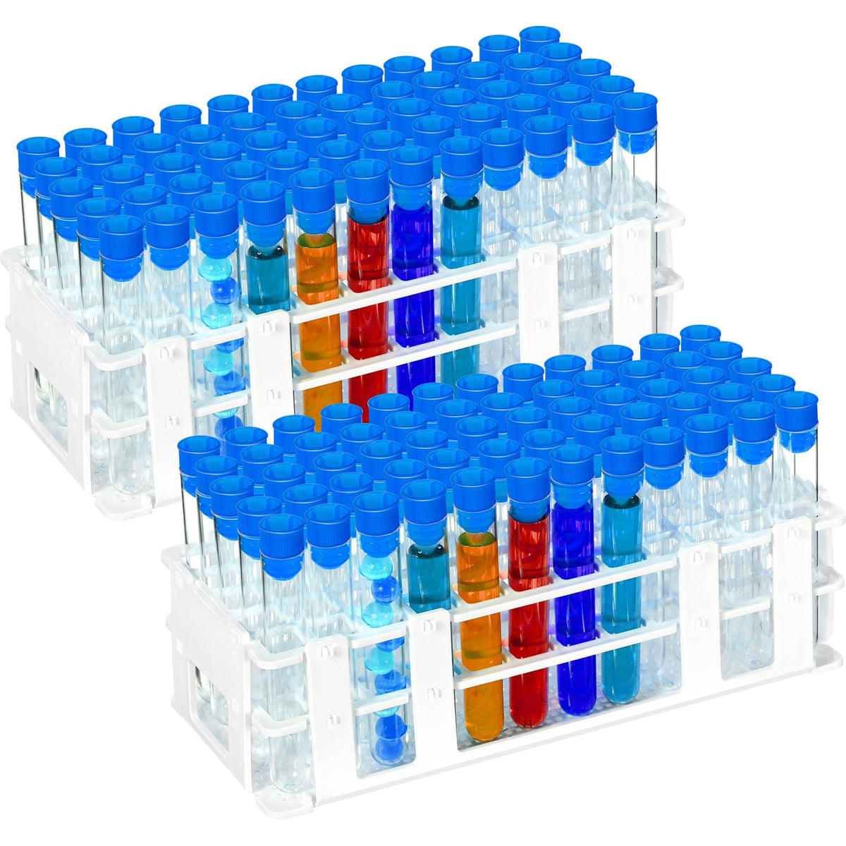 120 Pcs Plastic Test Tubes with Rack Set,Blue