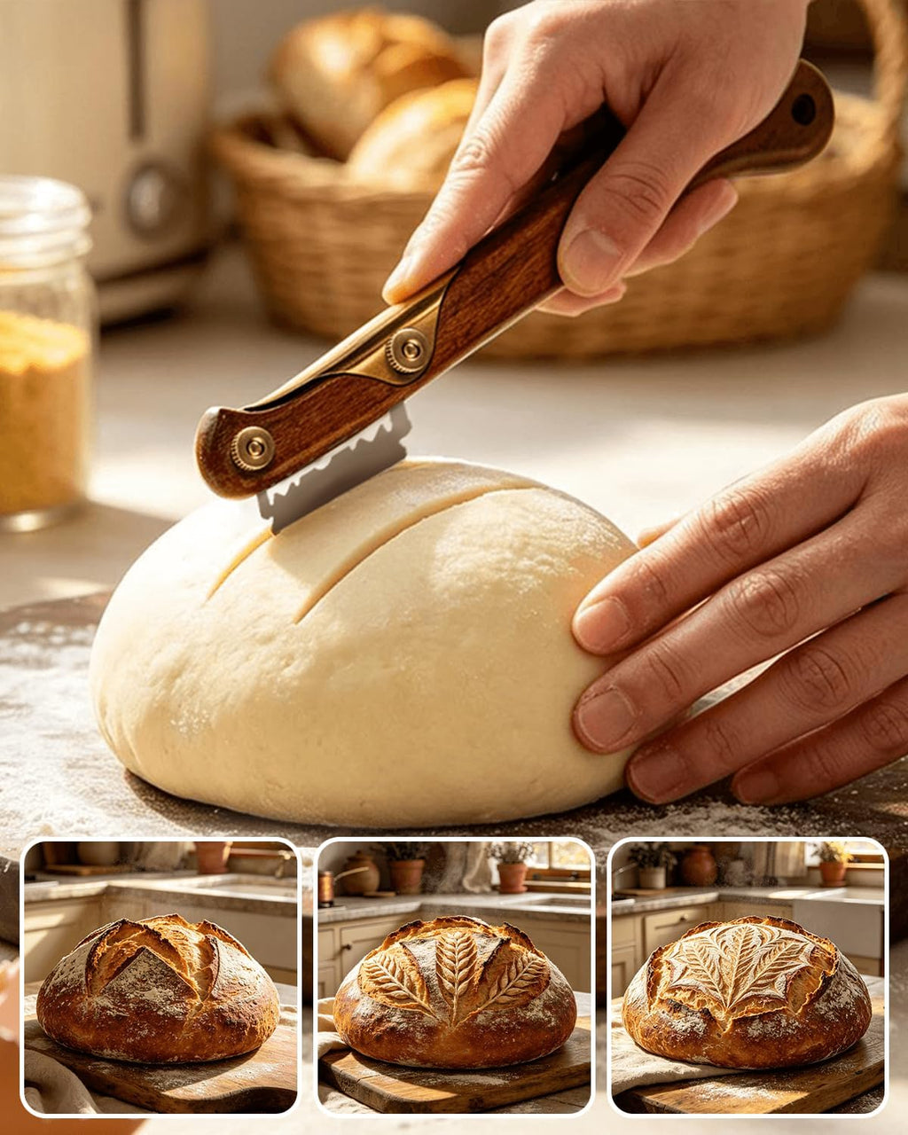 Damascus Bread Knife and Bread Lame Set