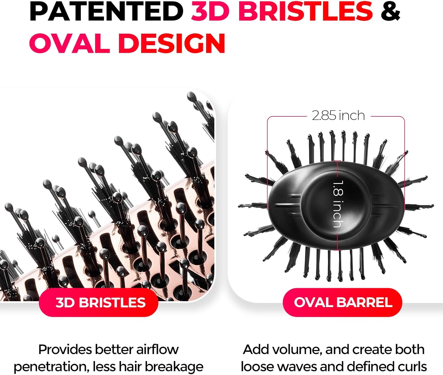 Hair Dryer Brush Blow Dryer Brush in One, 4 in 1 Ionic Hairdryer and Styler Volumizer with Oval Titanium Barrel, Hot