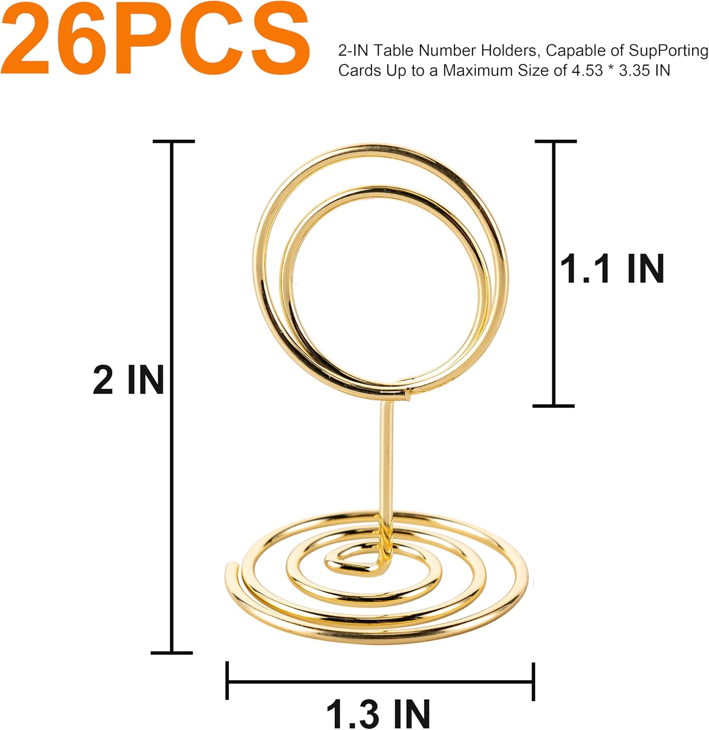 Table Number Holders, 26PCS Place Card Holder, Photo Holder (2" Gold) | Picture Holder, Cards Stand Name Menu Clips