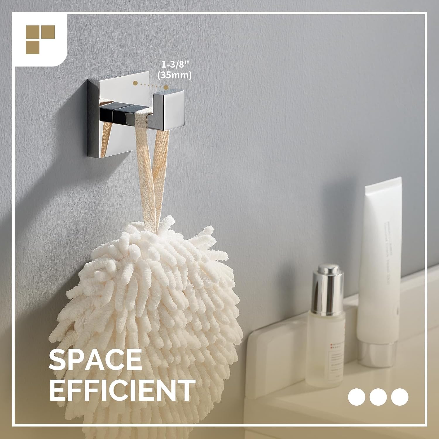 Bathroom Towel Hook, Bath Coat Robe Hanger, Polished Chrome | SUS304 Stainless Steel Robe Hook, Modern Hand Towel