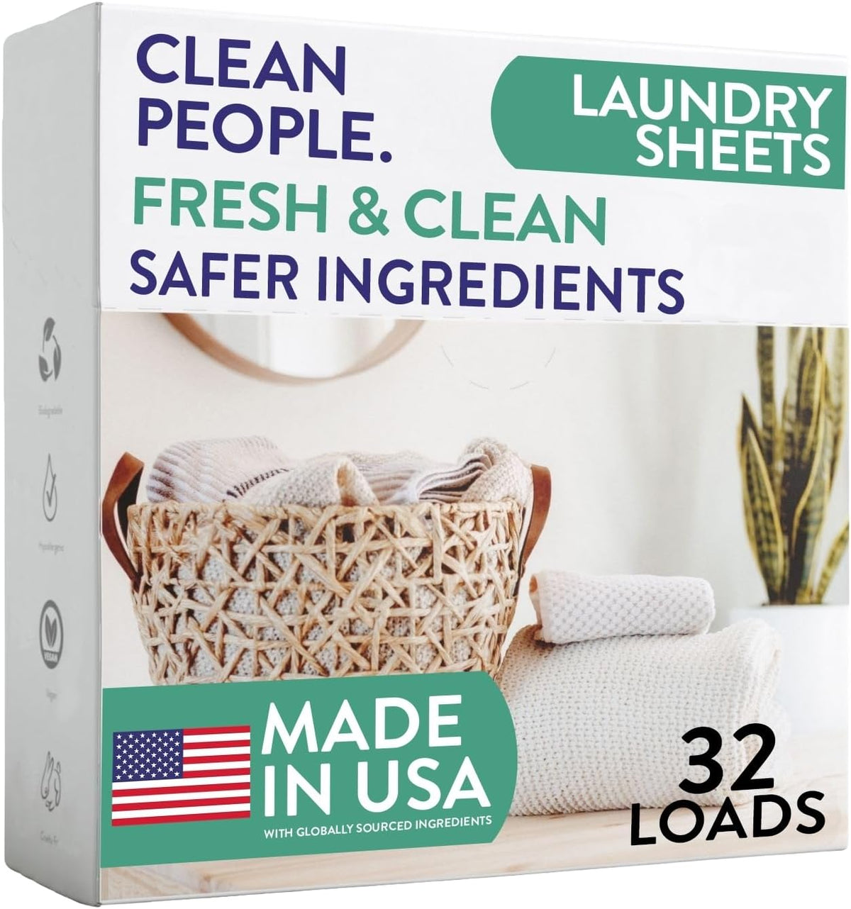 Laundry Detergent Sheets - Laundry Soap - Ultra Concentrated, Recyclable Packaging, Stain Fighting - Fresh Scent, 32