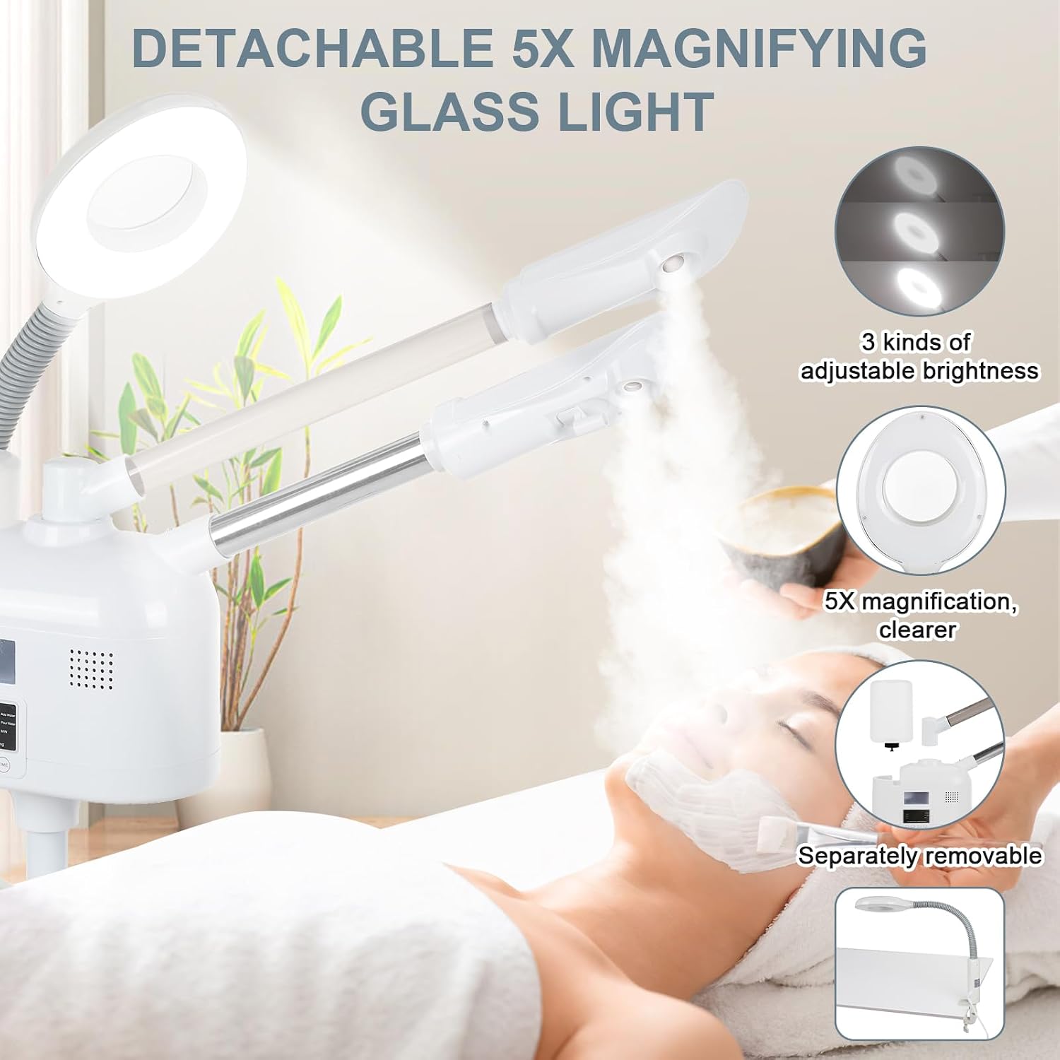 VARIPOWDED 3 in 1 Professional Facial Steamer Face Steamer for Home & Salon | Esthetician Steamer for Facial Deep