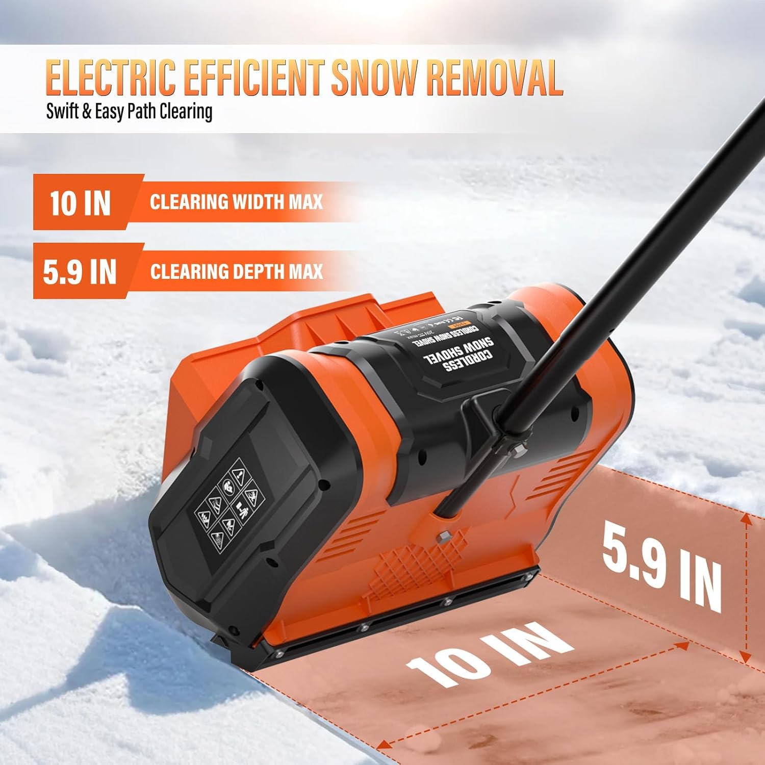 Snow Shovel Cordless, 20V | 10 Inch Electric Snow Blower with 2 X 4.0Ah Replaceable Batteries & Charger Up to 50