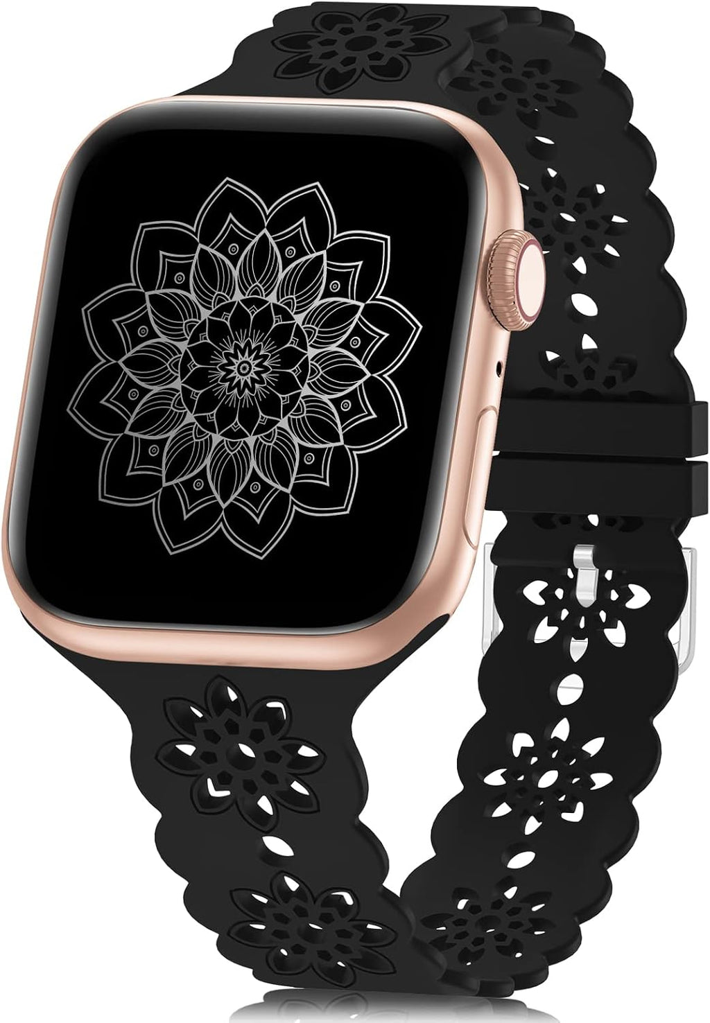 Floral Silicone Band Compatible with Apple Watch Bands for Women Men | Design Soft Breathable Watch Bands for iWatch