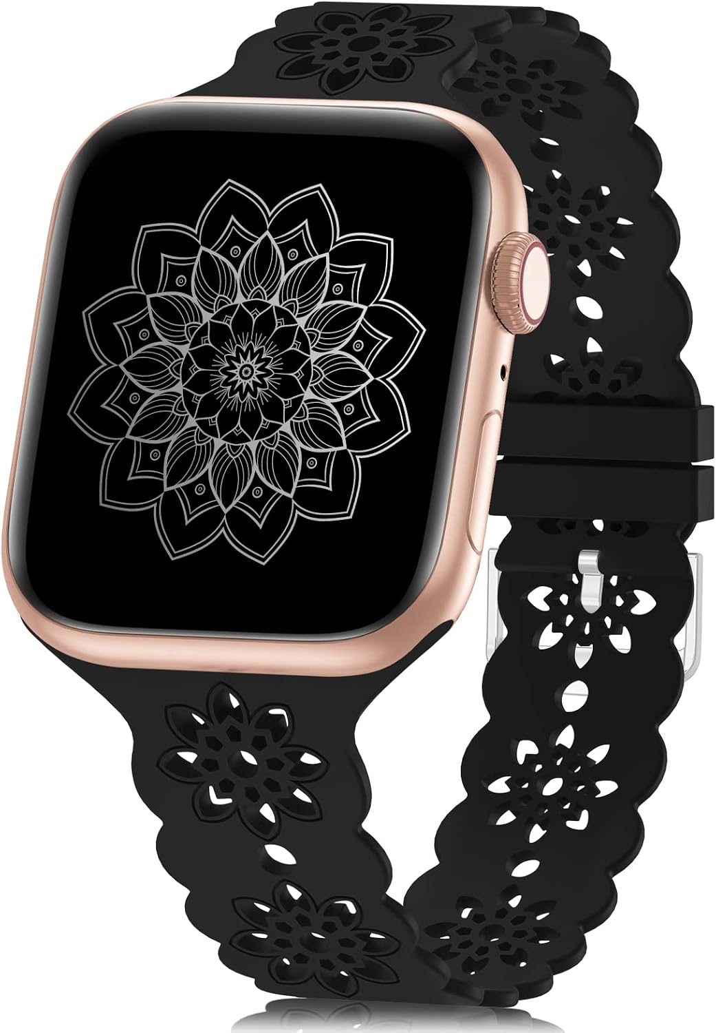 Floral Silicone Band Compatible with Apple Watch Bands for Women Men | Design Soft Breathable Watch Bands for iWatch