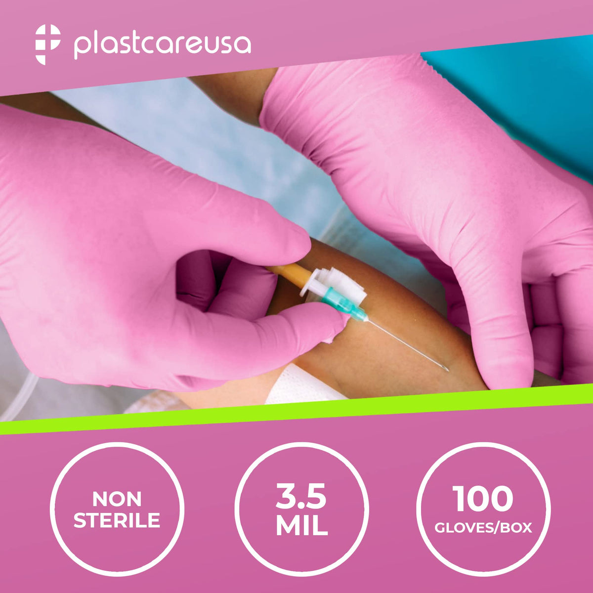 100 Large Nitrile Exam Disposable Gloves, Latex & Powder Free