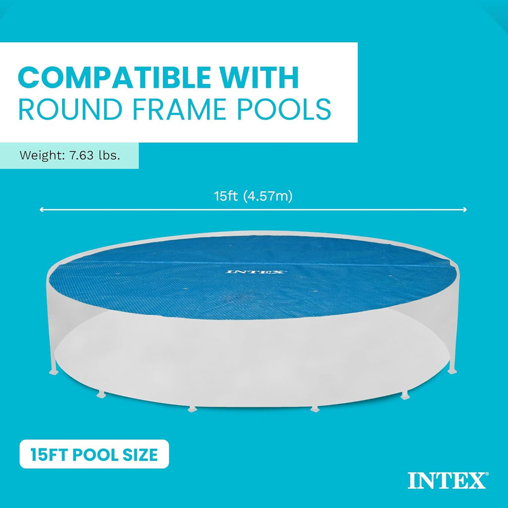 28013E Solar Pool Cover: for 15ft Round Easy Set and Metal Frame Pools – Insulates Pool Water – Reduces Water