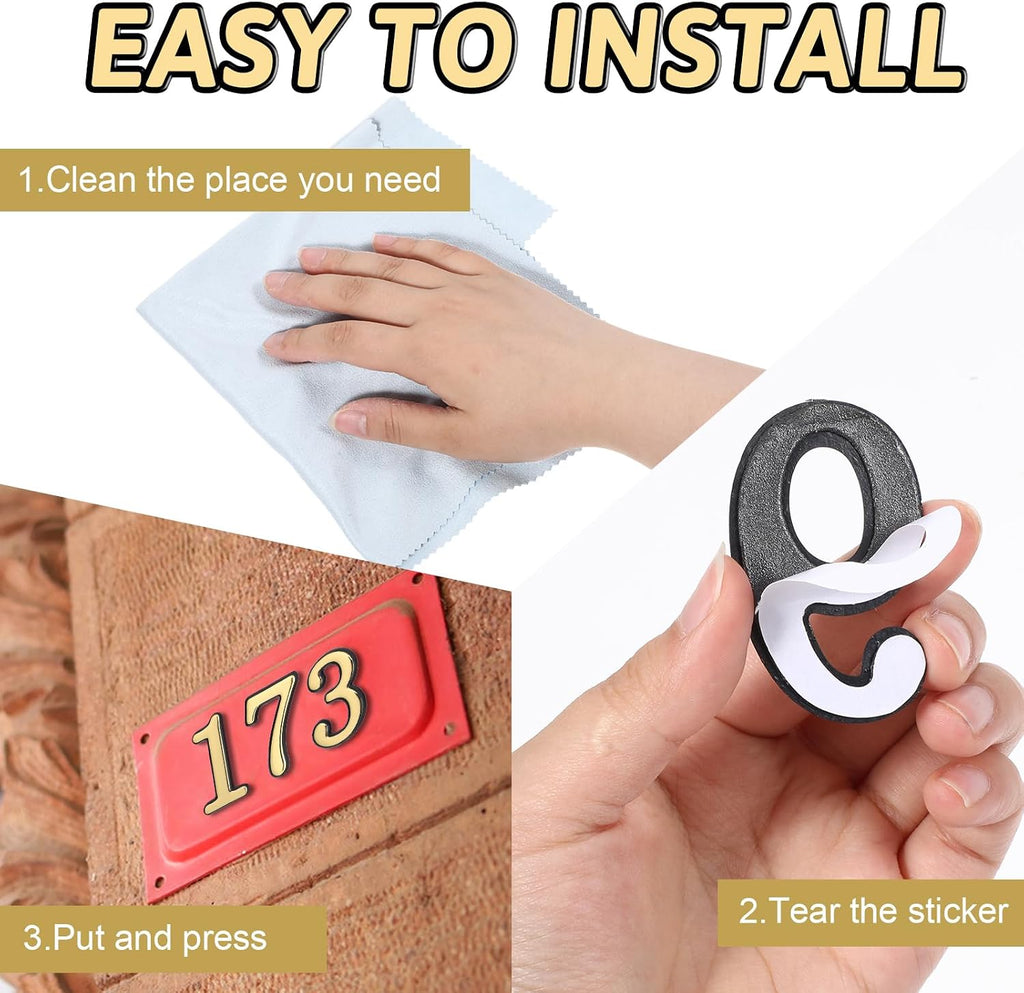 4 Sets Reflective Mailbox Numbers for Outside, House Numbers for Mailbox 3D Self Adhesive Waterproof Mailboxes Number