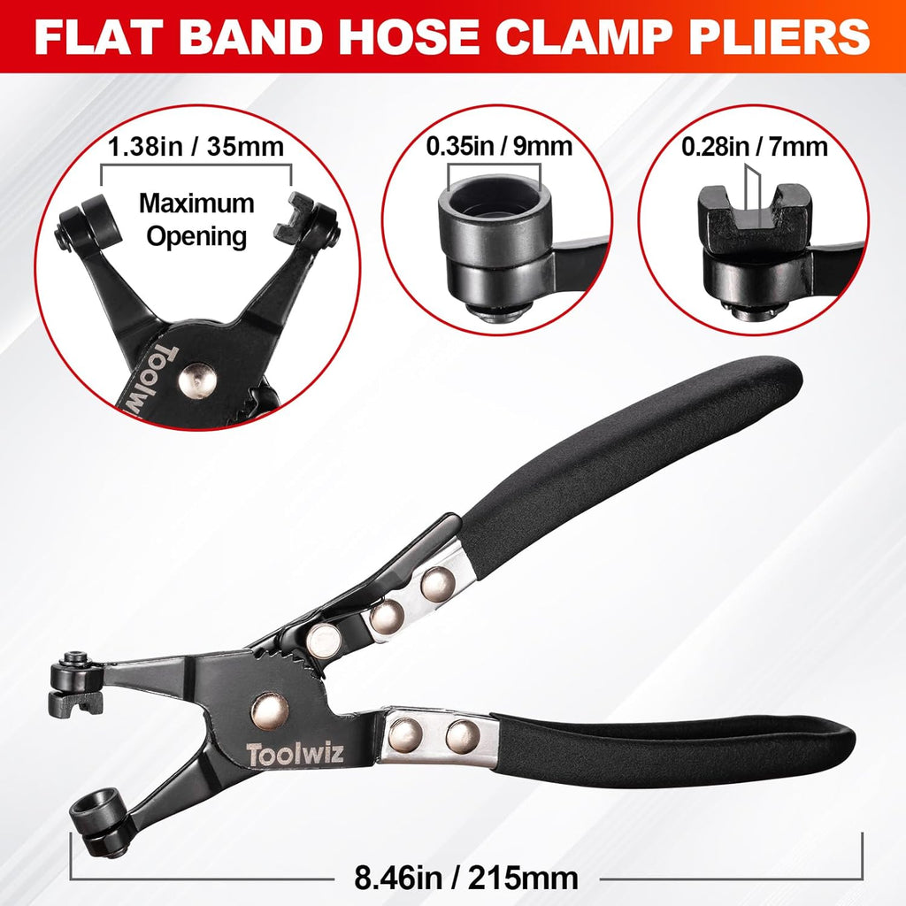 Hose Clamp Pliers Set, 4 Pcs Coolant Radiator Spring Clamp Pliers | 27" Long Reach Wire clamps, Flat Band, Clips