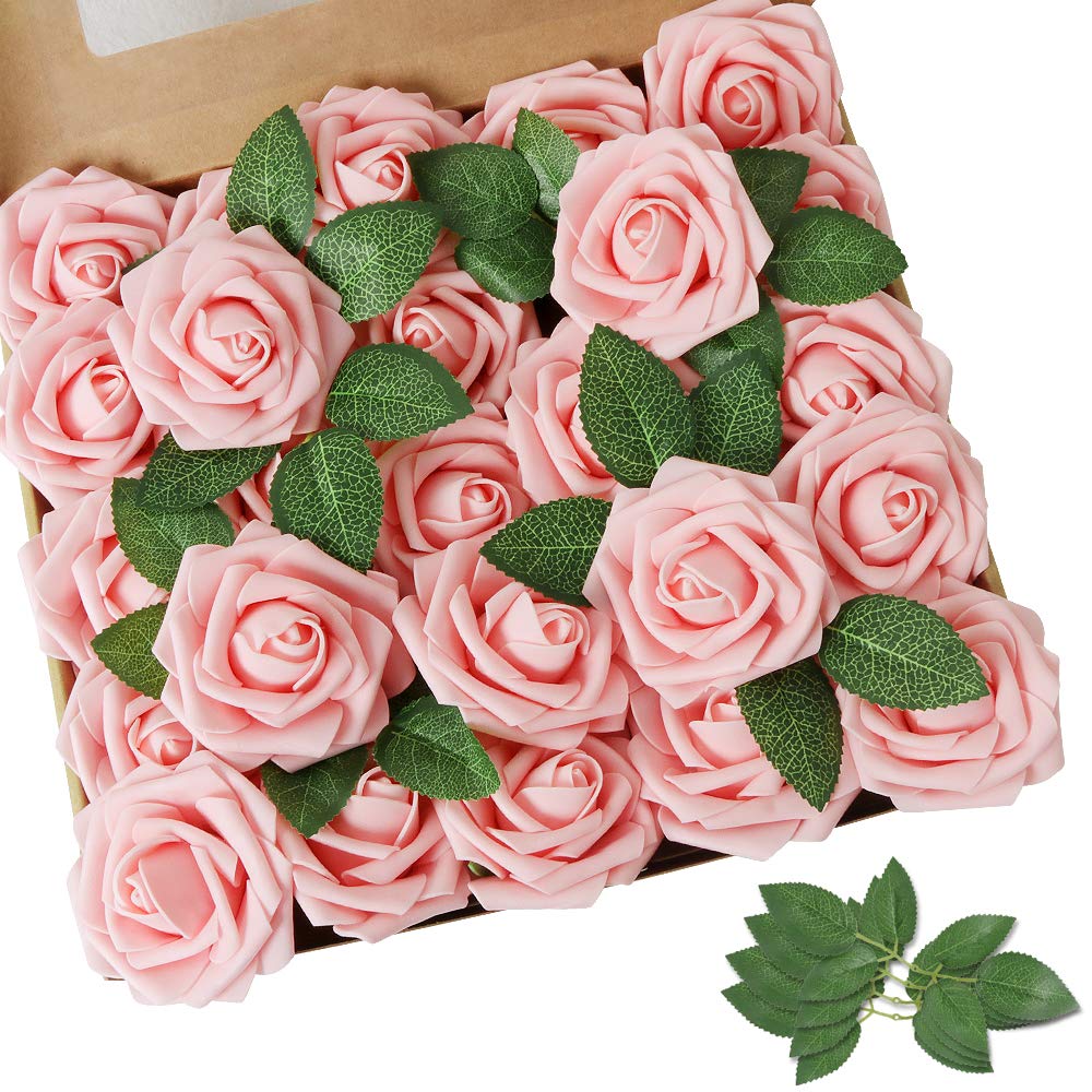 Pink Rose 50pcs Real Looking Artificial Flowers w/Stem
