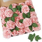 Pink Rose 50pcs Real Looking Artificial Flowers w/Stem