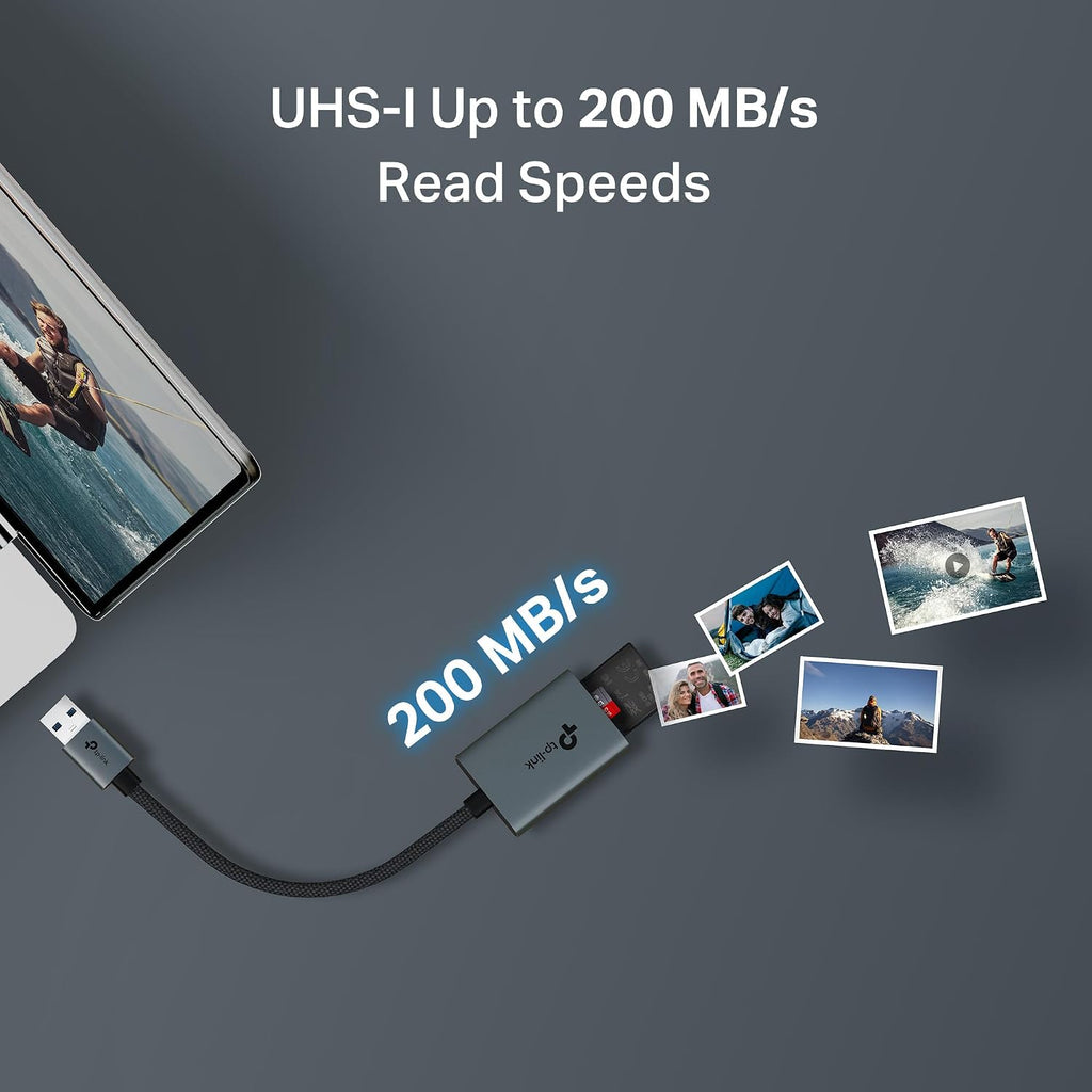 SD Card Reader, High-Speed USB 3.0 to SD & microSD Card Reader, Aluminum Dual Slot Memory Card Reader for Laptop &