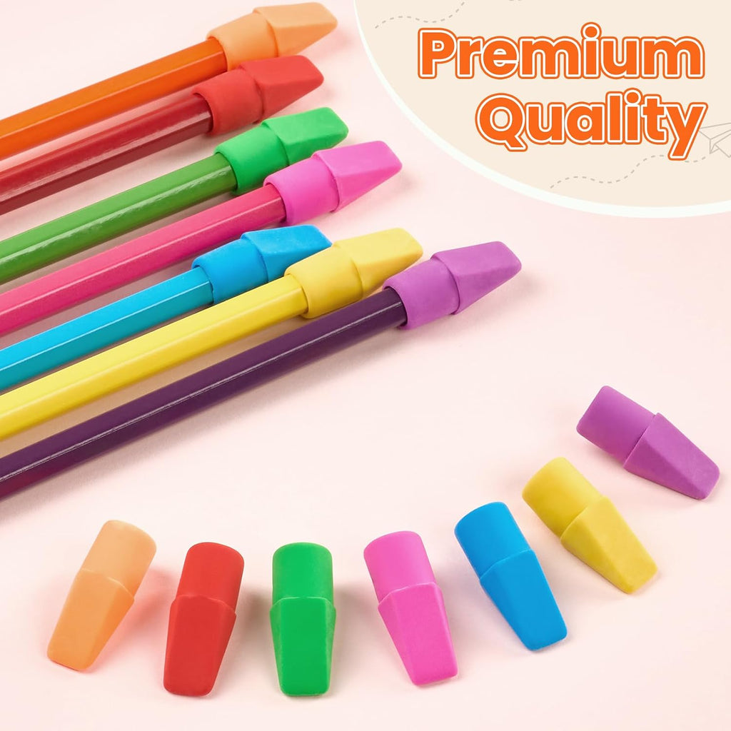 Erasers, 120 Pack Pencil Top Erasers, Cap Eraser Toppers Bulk 7-Color | Erasers Tops, Latex-Free, No-Smudge