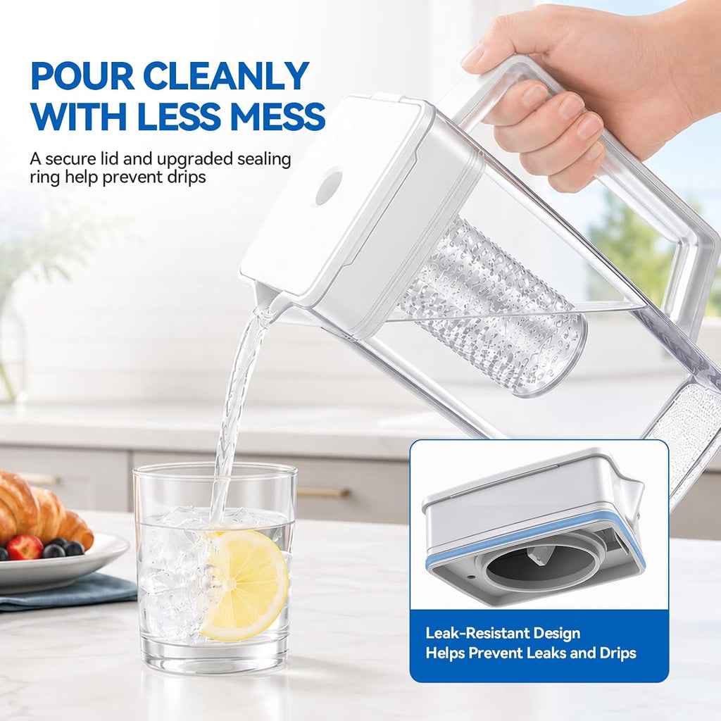 DA97-21261E Refrigerator Water Pitcher Compatible with samsung RF29A9671SR, RF29A9071SR, etc Series Refrigerator Water Pitcher Assembly, No Leak, Includes 2 Extra Sealing Rings，(Replace: DA97-21261B)