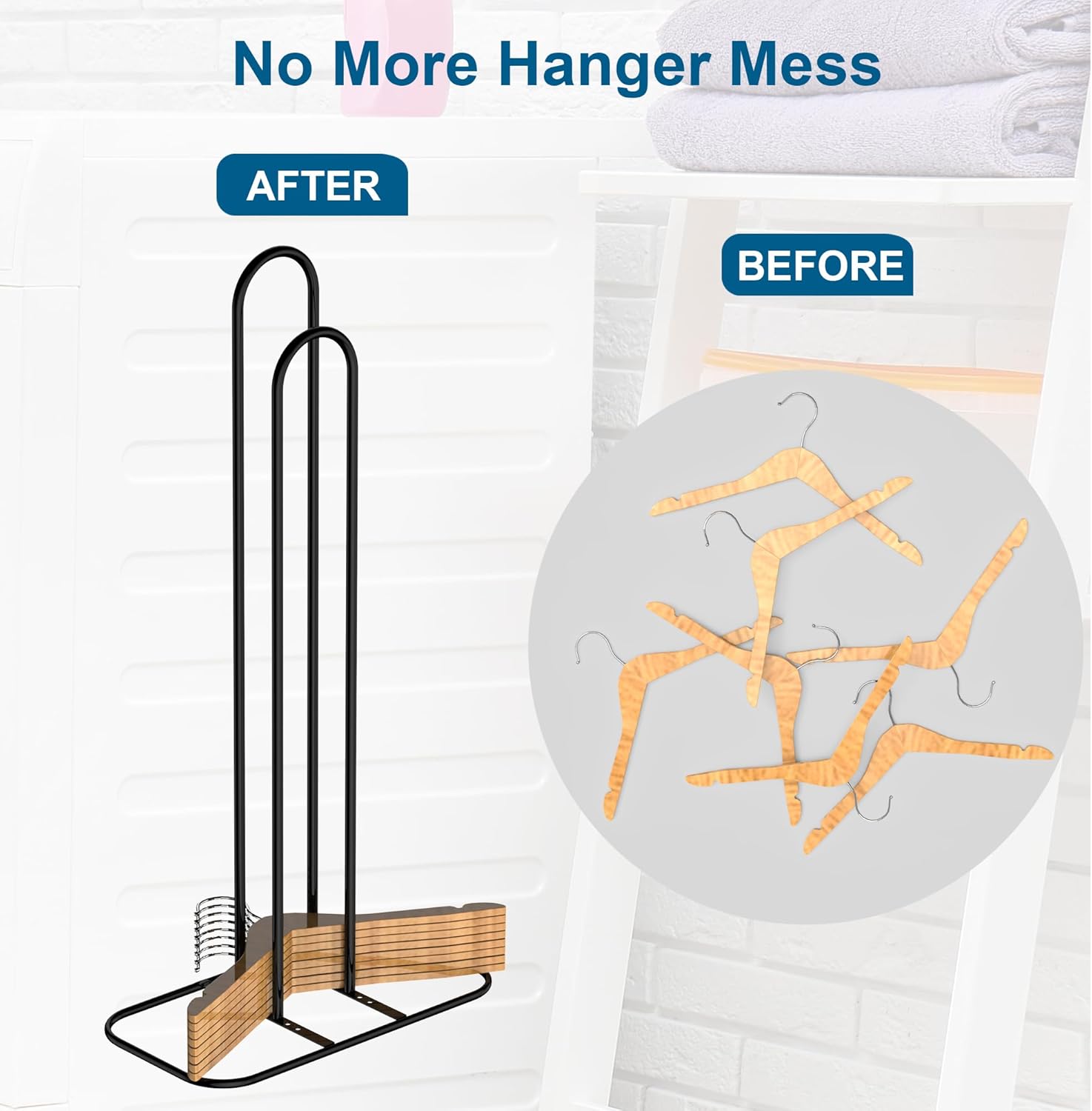 Hanger Stacker Organizer, 33 inch Height Stand, Clothes Hanger Storage Rack, Laundry Room, Black