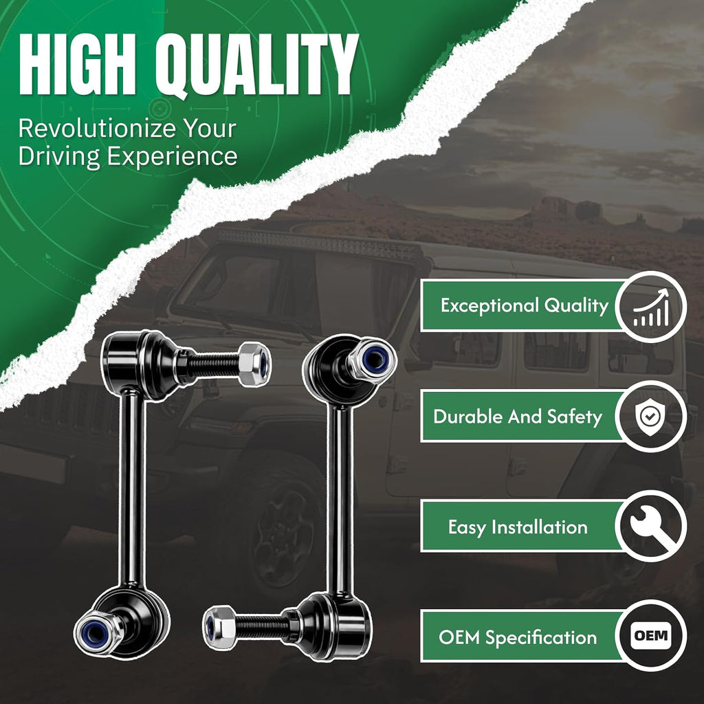 2PCS Front Stabilizer Sway Bar End Links Fit for Dodge 2011 2012 2013 2014 2015 2018 Durango, for Jeep 2011 2012 2013 2014 2015 Grand Cherokee V8 5.7L/V6 3.6L/V6 3.0L #OE ‎‎K750578 K750579