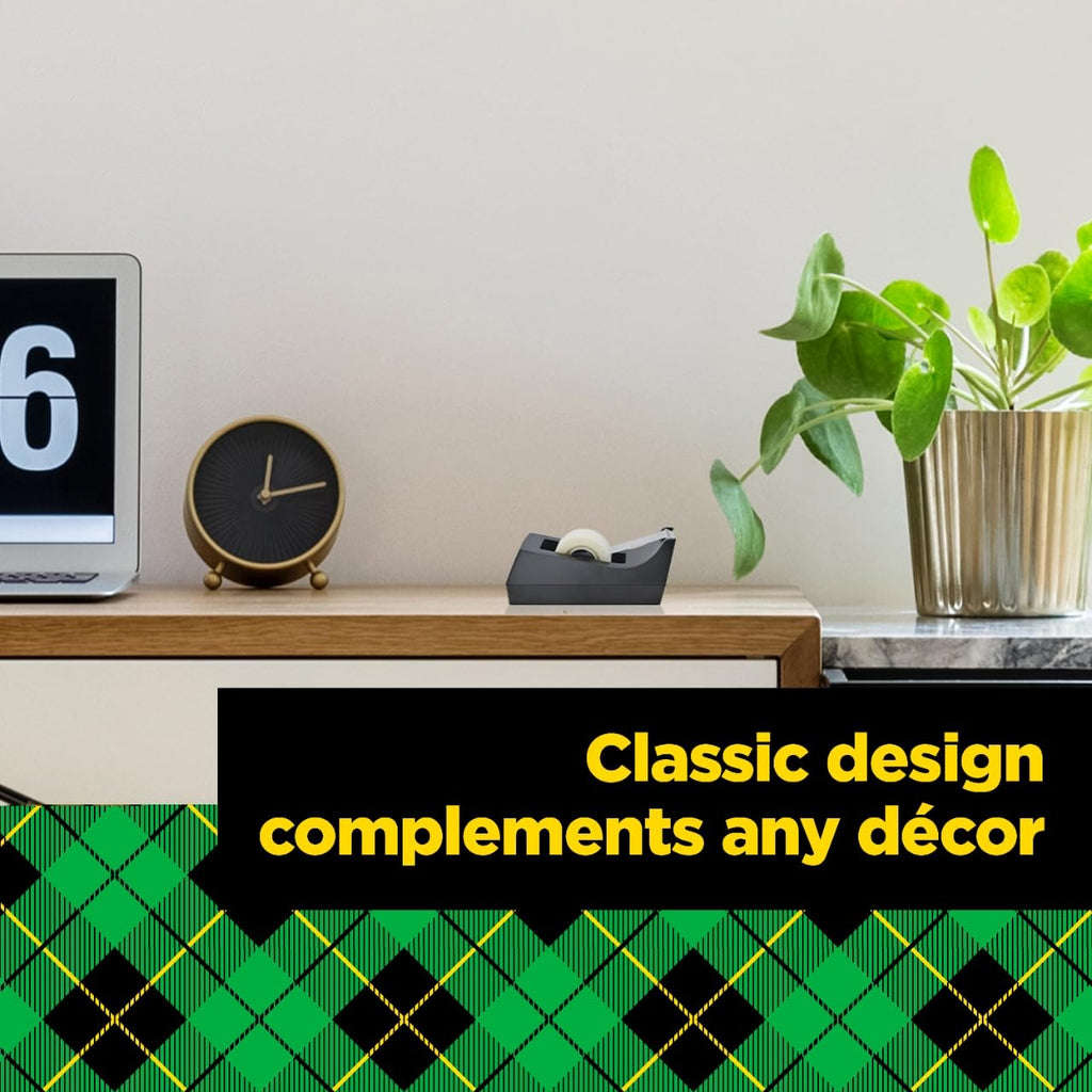 Desktop Tape Dispenser, Black, Weighted Base, 6 Pack
