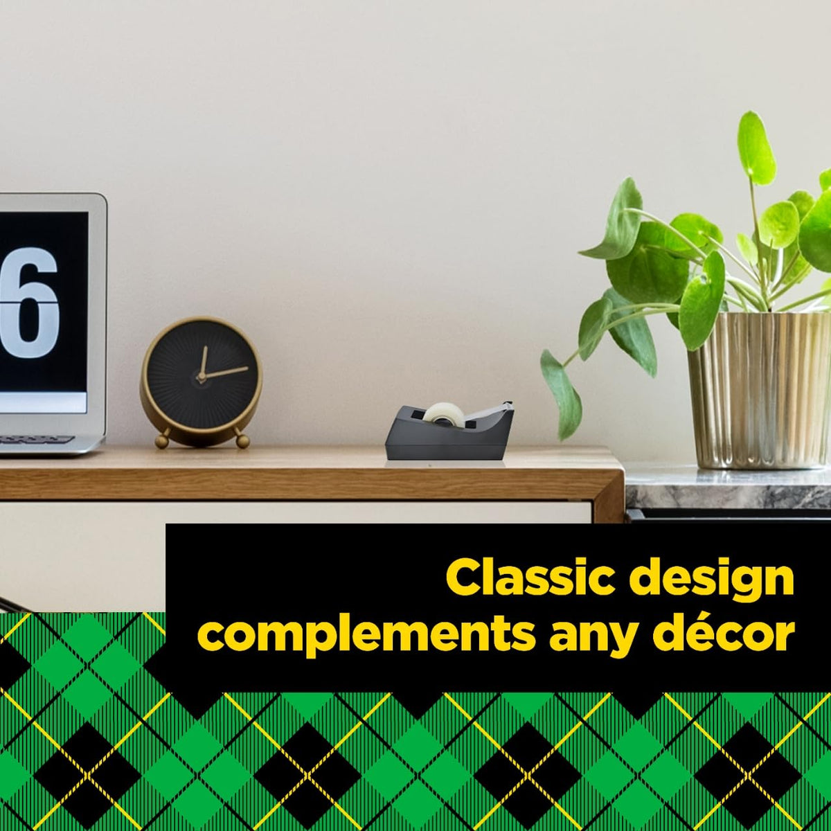 Desktop Tape Dispenser, Black, Weighted Base, 6 Pack