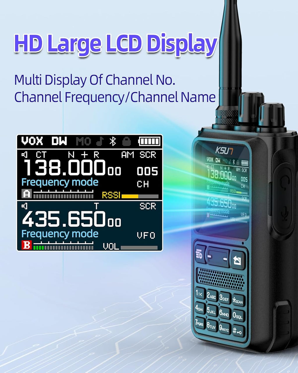 KSUN Ham Radio, UV110D 10W Handheld Ham Walkie Talkies, Bluetooth APP Programming, Long Range Two-Way Radio with NOAA