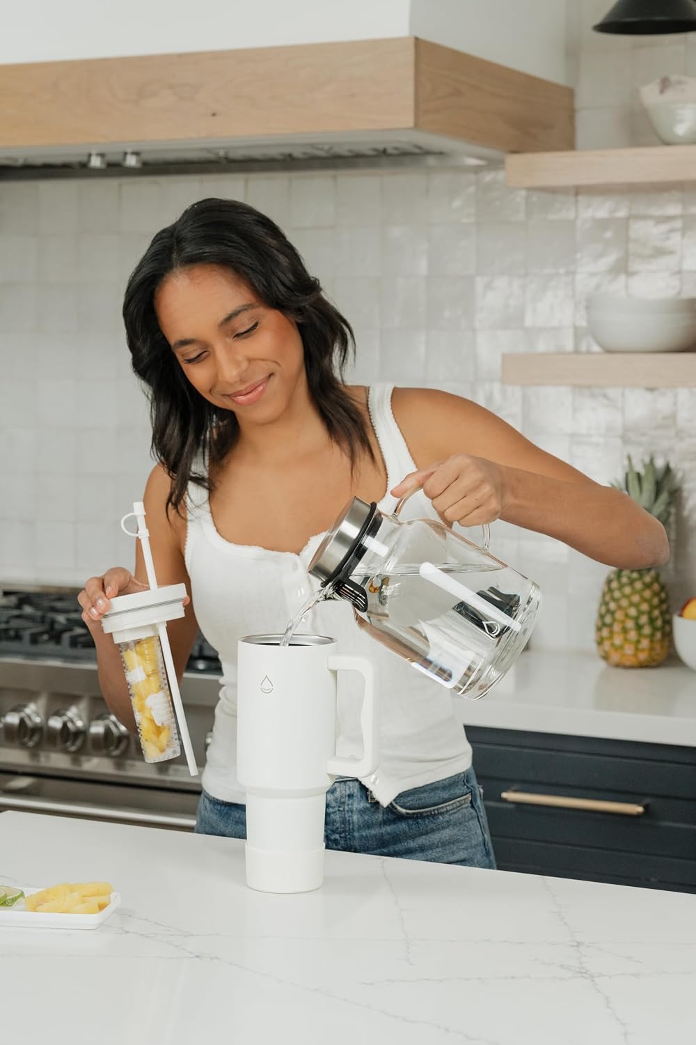 Fruit Infuser Tumbler with Handle & Straw Lid 40 oz : 50 Recipe Fruit Infusion eBook : Bottom Boot : Fits Cupholder :