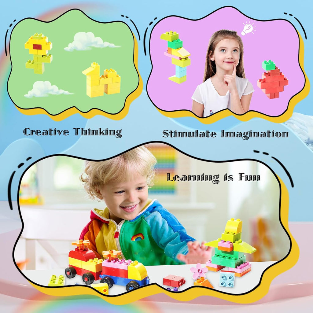 208 Piece Large Building Blocks Set - Classic Big Bricks Compatible with All Major Brands, STEM Educational Toys for