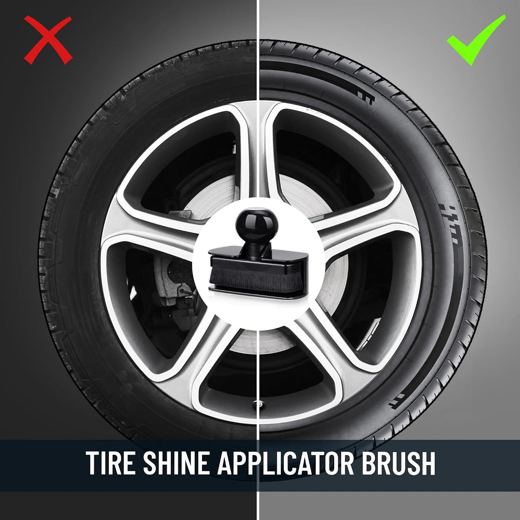 Car Tire Shine Applicator,Large Vegan Tire Shine Brush - Automotive Tire Dressing Applicator Brush with Storage Stand