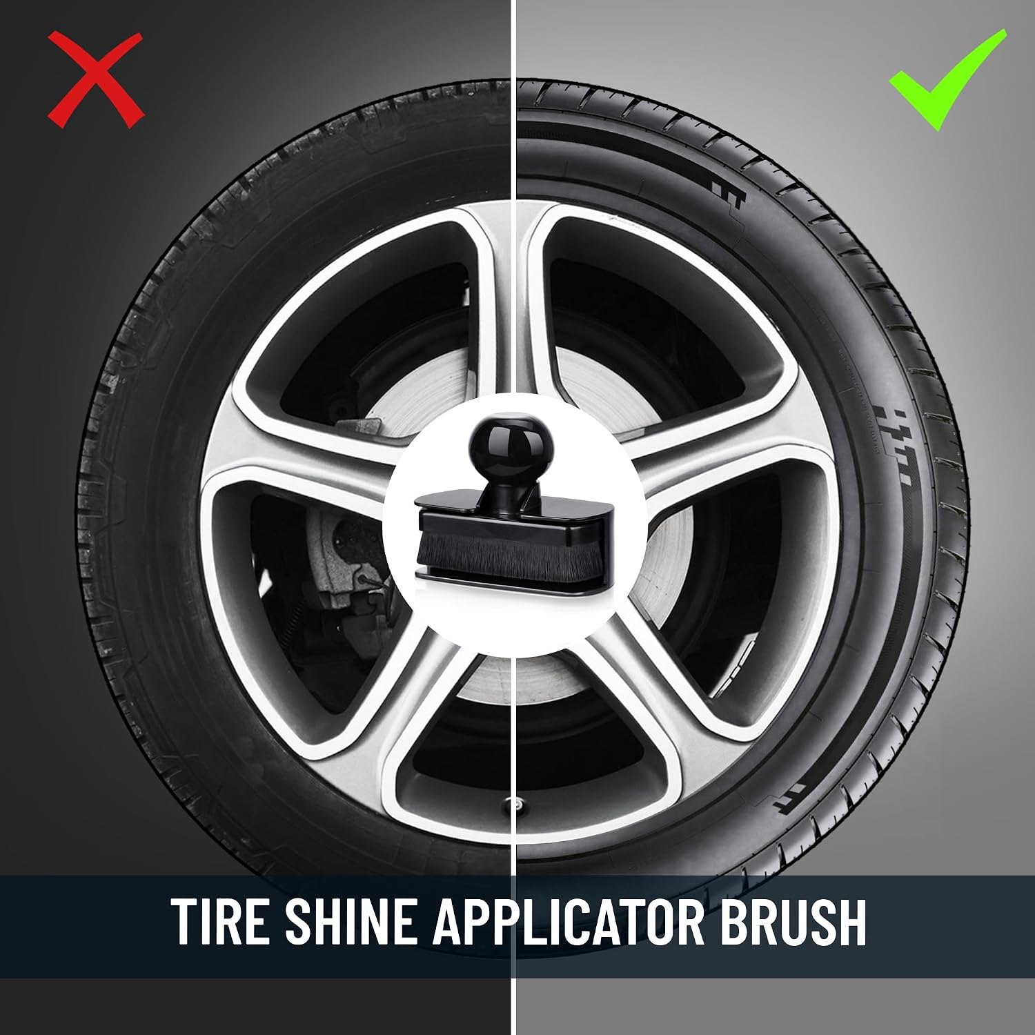 Car Tire Shine Applicator,Large Vegan Tire Shine Brush - Automotive Tire Dressing Applicator Brush with Storage Stand