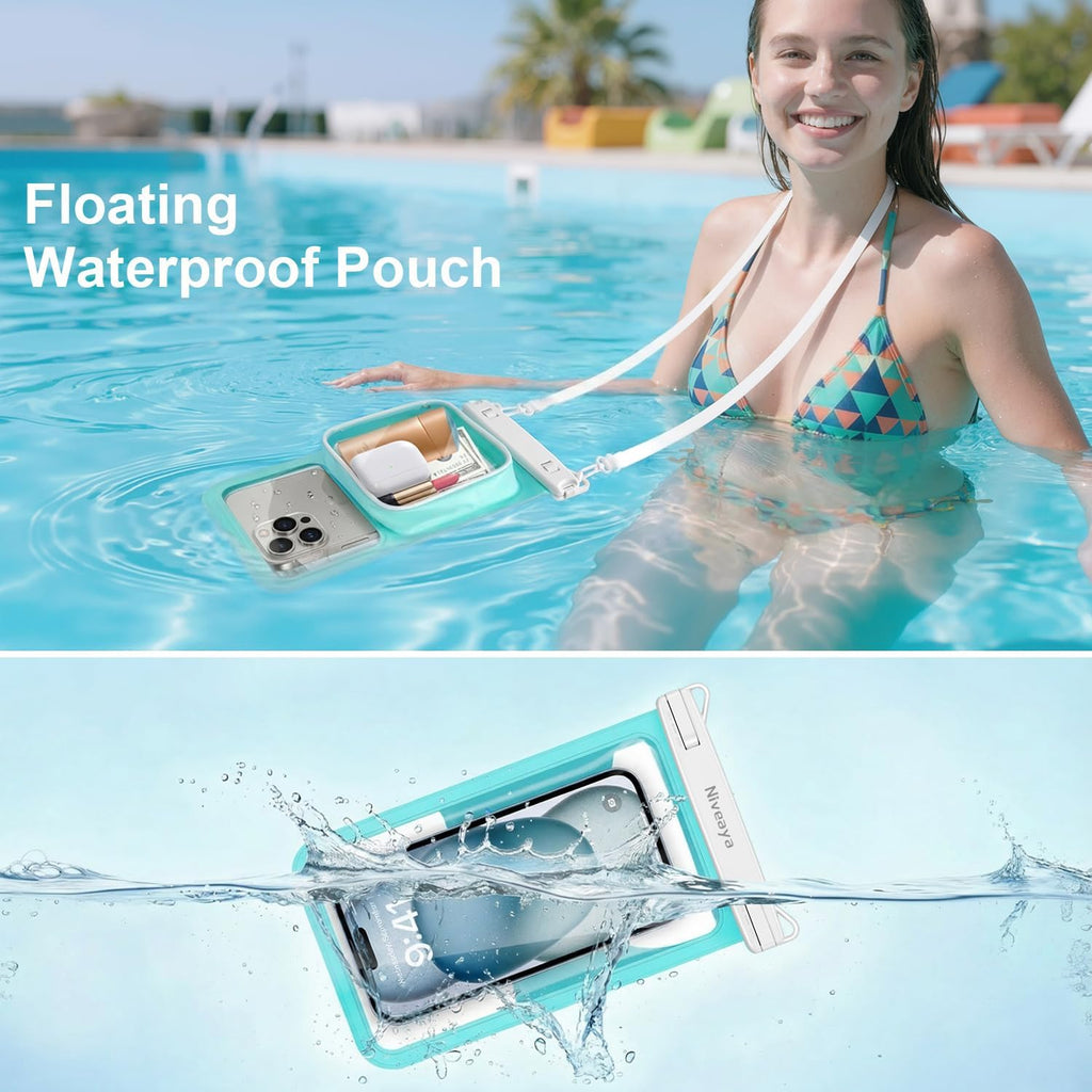 2 Pack IPX8 Waterproof Phone Pouch, Large Space Cell Phone Pouch Floating, Water Proof Phone Case with Lanyard, Phone