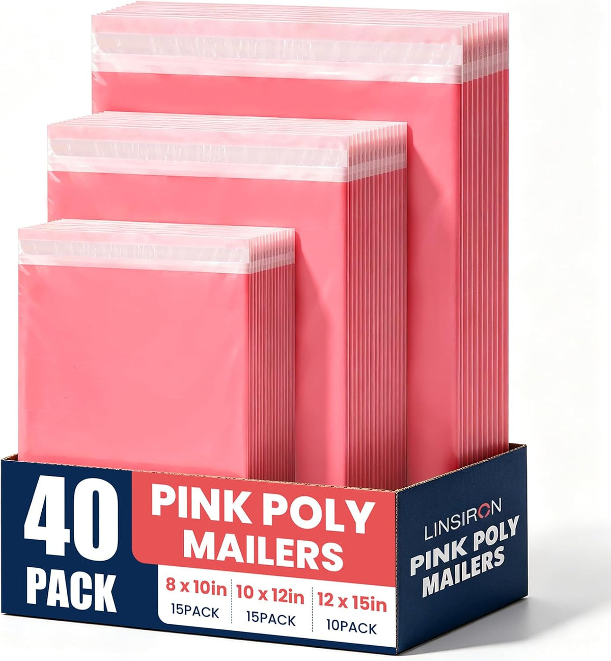 Poly Mailers 8x10, 10x12&12x15 In 40Pcs Shipping Bags for Clothing