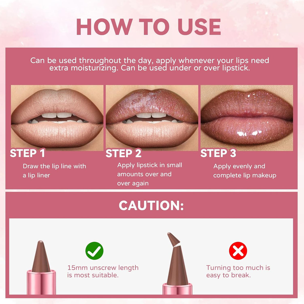 Gradient Lip Liner and Gloss Lip Combo Set, Long Lasting Light Brown Matte Lipstick Crayon Lip Liner Pencil