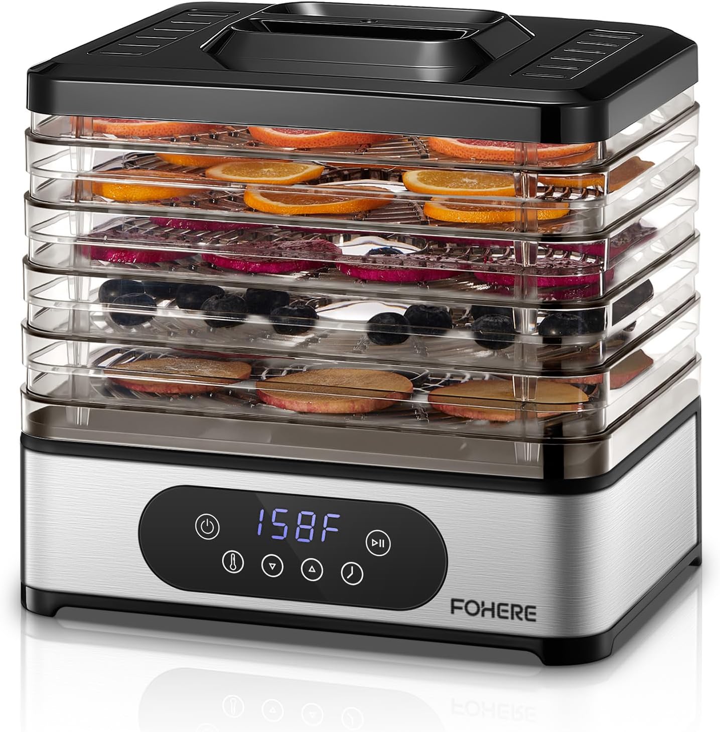 Food Dehydrator, 5 BPA-Free Tray Dehydrators, 11.42" Stackable Trays