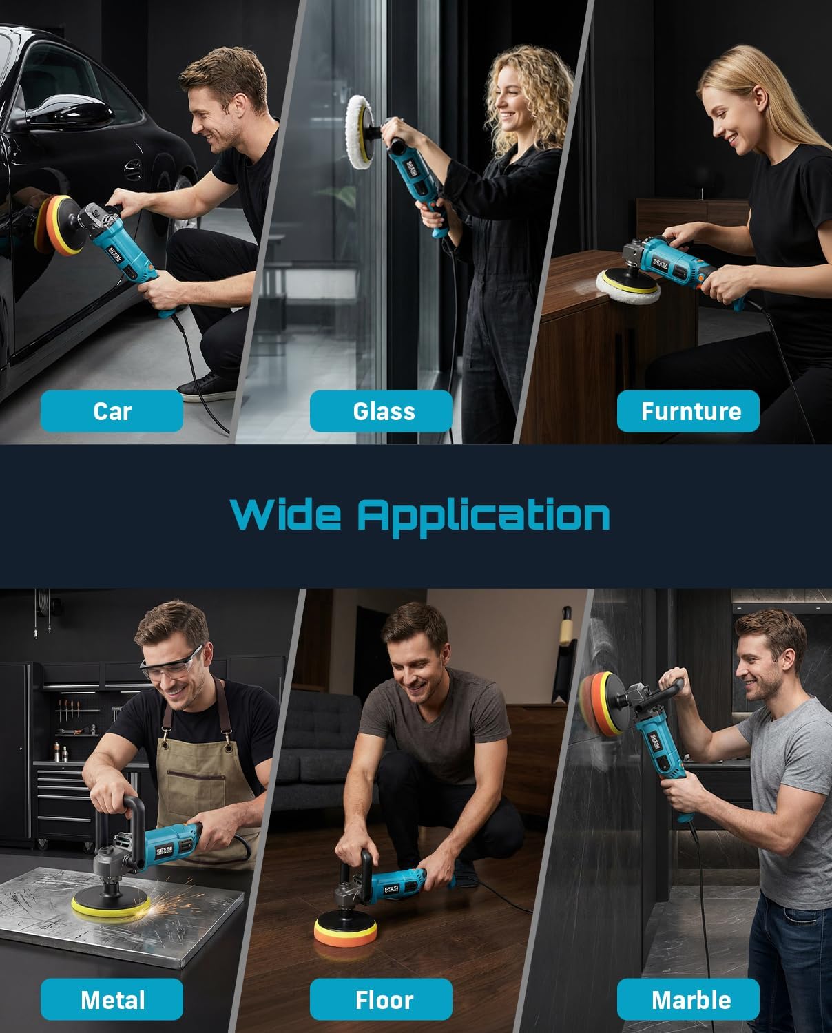 Car Buffer Polisher 1600W 7 Inch/6 Inch Rotary Buffer Polisher Waxer | 7 Variable Speed 1000-3600 RPM Dual Action