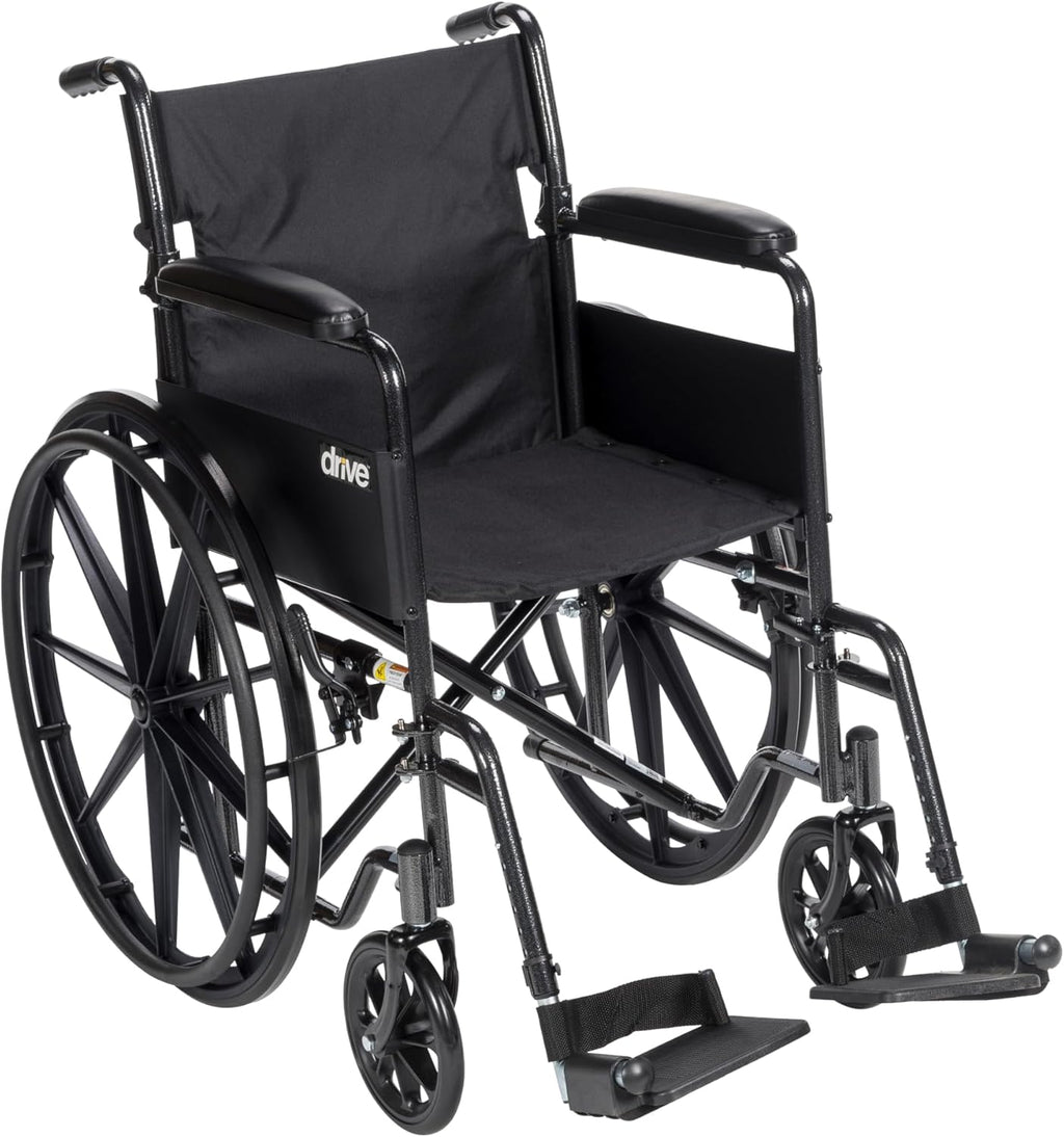 Silver Sport 1 Folding Transport Wheelchair - Lightweight Mobility Support - Full Armrests - Removable Swing-Away