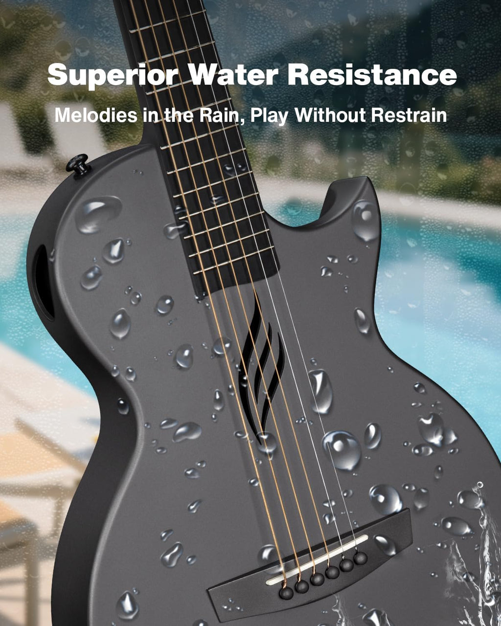 NOVA GO Carbon Fiber 35-Inch Acoustic Travel Guitar, Black | Lightweight 3.7 lbs Design, Moisture-Resistant Body